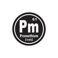 promethium icoon, chemisch element in de periodiek tafel vector