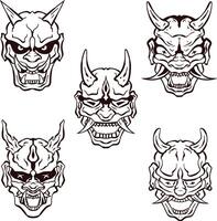 oni hannya masker kunst reeks - geschetst vector