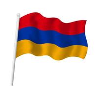 Armenië vlag Aan vlaggenmast golvend in wind. Armeens gestreept vlag vector geïsoleerd voorwerp illustratie