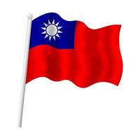 Taiwan vlag Aan vlaggenmast golvend in wind. vector geïsoleerd illustratie van Taiwanees vlag