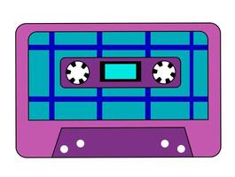 retro wijnoogst audio muziek- cassette met magnetisch plakband. Purper en blauw kleur. abstract ontwerp in jaren 90, jaren 80, jaren 70 stijl. vector vlak illustratie.