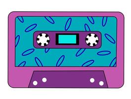 retro wijnoogst audio muziek- cassette met magnetisch plakband. Purper en blauw kleuren. abstract ontwerp in jaren 90, jaren 80, jaren 70 stijl. vector vlak illustratie.