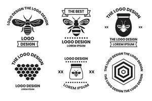 bijen en honingraten logo of insigne in wijnoogst stijl vector