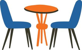 tafel en stoelen vlak stijl isoleren Aan achtergrond vector