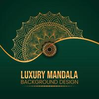 luxe sier- mandala effect ontwerp achtergrond met gouden kleur vector