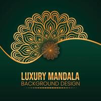 luxe sier- mandala effect ontwerp achtergrond met gouden kleur vector