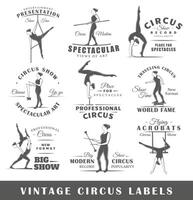reeks van wijnoogst circus etiketten vector