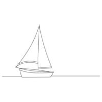 zee zeilboot doorlopend een lijn tekening uit lijn vector illustratie