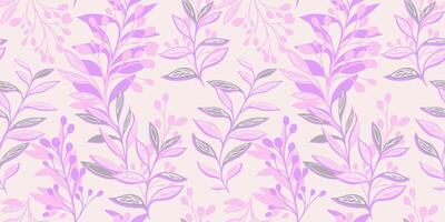 pastel Purper creatief vorm bladeren, takken, stam blad naadloos patroon. vector hand- getrokken. abstract gestileerde tropisch bloemen achtergrond. ontwerp voor mode, kleding stof, het drukken