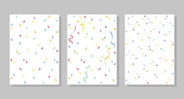 reeks van achtergronden met gekleurde confetti, linten, cirkels. vector illustratie. sociaal media banier sjabloon, voor verhalen, berichten, blogs, kaarten.