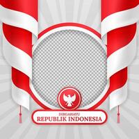 gelukkig Indonesië onafhankelijkheid dag twibbon luxe achtergrond vector