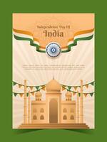 Indië onafhankelijkheid dag poster met driekleur golvend vlag vector