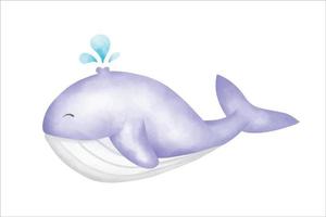 aquarel schattige walvis hand getekende illustratie vector