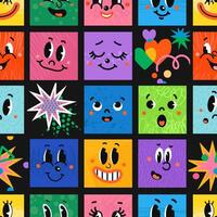 naadloos patroon met illustraties van verschillend emotie gezicht vector