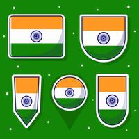 Indië nationaal vlag tekenfilm vector illustratie bundel pakketten