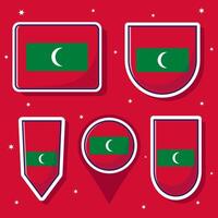 Maldiven nationaal vlag tekenfilm vector illustratie bundel pakketten