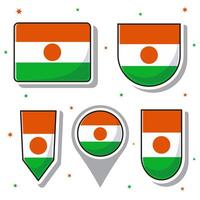 Niger nationaal vlag tekenfilm vector illustratie icoon mascotte bundel pakketten