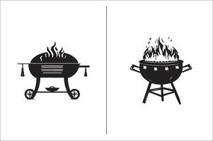 bbq en rooster verwant silhouet vector