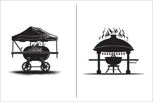 bbq en rooster verwant silhouet vector