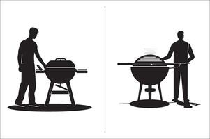 bbq en rooster verwant silhouet vector