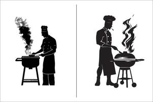 bbq en rooster verwant silhouet vector