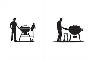 bbq en rooster verwant silhouet vector