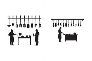 bbq en rooster verwant silhouet vector