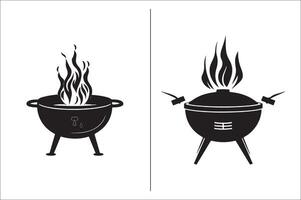 bbq en rooster verwant silhouet vector