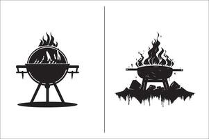 bbq en rooster verwant silhouet vector