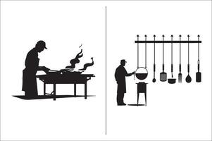 bbq en rooster verwant silhouet vector