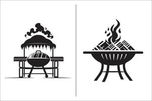 bbq en rooster verwant silhouet vector