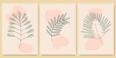 botanische muur kunst set. print boho minimalistisch met abstracte aquarelvorm. abstract huisdecor, Boheems kunstwerk met bloemenprint, vector