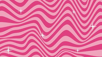 schattig pink abstract achtergrond in Barbie kern jaren 2000 stijl. modieus psychedelisch retro stijl achtergrond. golven, wervelen, ronddraaien en sterren patroon. gedraaid vervormd vector textuur. y2k esthetisch ontwerp