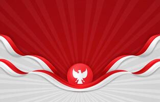 Indonesië onafhankelijkheid dag achtergrond met realistisch vlag vector