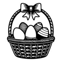 een doorlopend hand- tekening zwart lijn mand Pasen eieren tekening versierd met veel verschillend ontwerp voor Pasen ei schets stijl vector