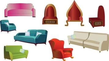 set van sofa meubelen pictogram vector illustraties illustratie