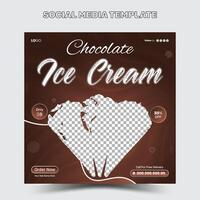 speciaal heerlijk ijs room sociaal media banier post en speciaal chocola ijs room sjabloon ontwerp vector