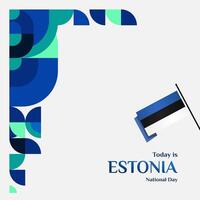 gelukkig Estland onafhankelijkheid dag banier in modern meetkundig stijl. plein banier voor sociaal media en meer met typografie. vector illustratie voor nationaal vakantie viering feest.