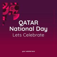 qatar nationaal dag banier in modern meetkundig stijl. plein banier voor sociaal media en meer met typografie. vector illustratie voor nationaal vakantie viering feest. gelukkig qatar nationaal dag 2024