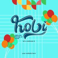 gelukkig holi festival van kleuren banier in kleurrijk modern meetkundig stijl. holi festival groet kaart Hoes met typografie. vector illustratie achtergrond