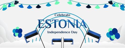 Estland onafhankelijkheid dag banier in modern kleurrijk meetkundig stijl. gelukkig nationaal onafhankelijkheid dag groet kaart Hoes met typografie. vector illustratie voor nationaal vakantie viering partij
