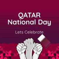 qatar nationaal dag banier in modern meetkundig stijl. plein banier voor sociaal media en meer met typografie. vector illustratie voor nationaal vakantie viering feest. gelukkig qatar nationaal dag 2024