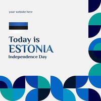 gelukkig Estland onafhankelijkheid dag banier in modern meetkundig stijl. plein banier voor sociaal media en meer met typografie. vector illustratie voor nationaal vakantie viering feest.