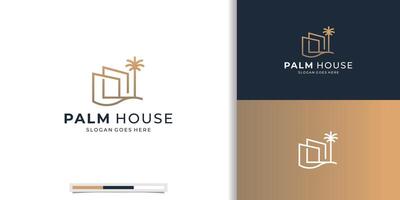 luxe palm huis minimaal logo ontwerp vector icoon illustratie.