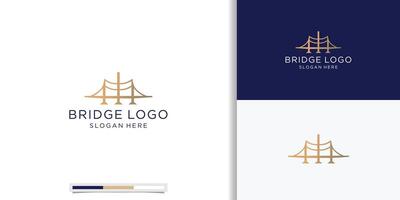 creatief brug lijn logo ontwerp sjabloon. inspiratie brug premie met helling gouden kleur. vector