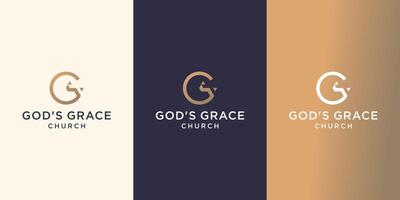 minimalistische brief g logo met kruis christen lijn vorm logo ontwerp. goden genade logo inspiratie logo. vector