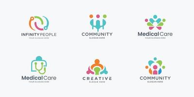 gemeenschap logo reeks icoon vector geïsoleerd. mega bundel eenheid menselijk gemeenschap.
