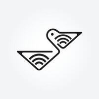 pelikaan vogel logo vector met internet vector illustratie ontwerp