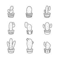 vector illustratie van tekening lijn cactus in pot