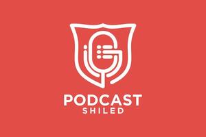 podcast shiled logo ontwerp creatief concept stijl modern een deel 2 vector
